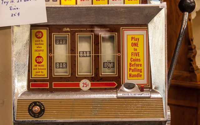 A one-armed bandit slot machine