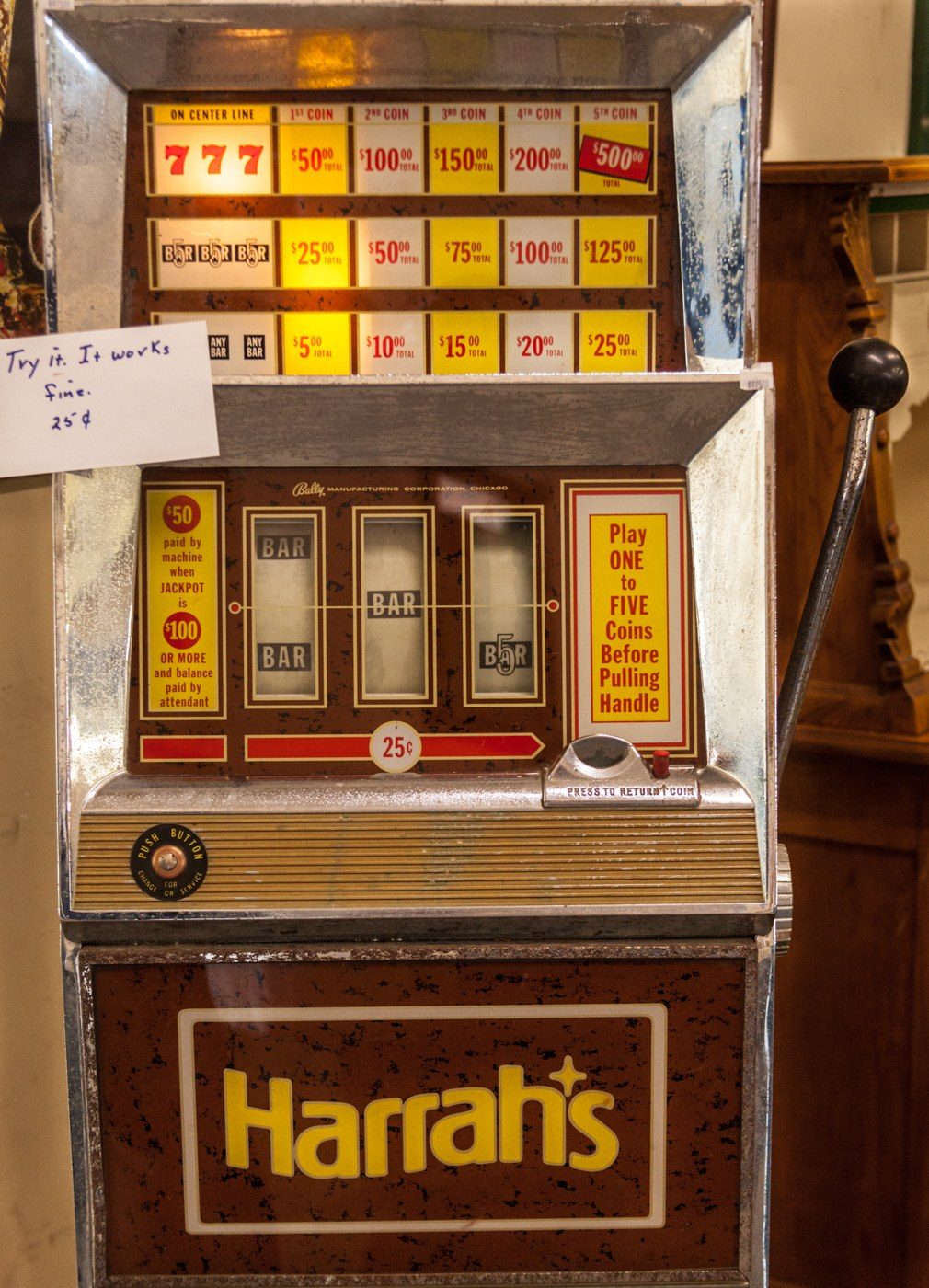 A one-armed bandit slot machine